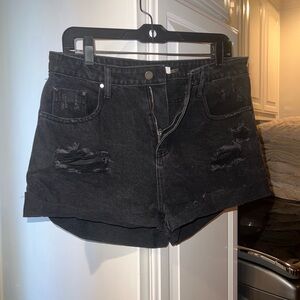 Mustard Seed Black Ripped Jean Shorts
